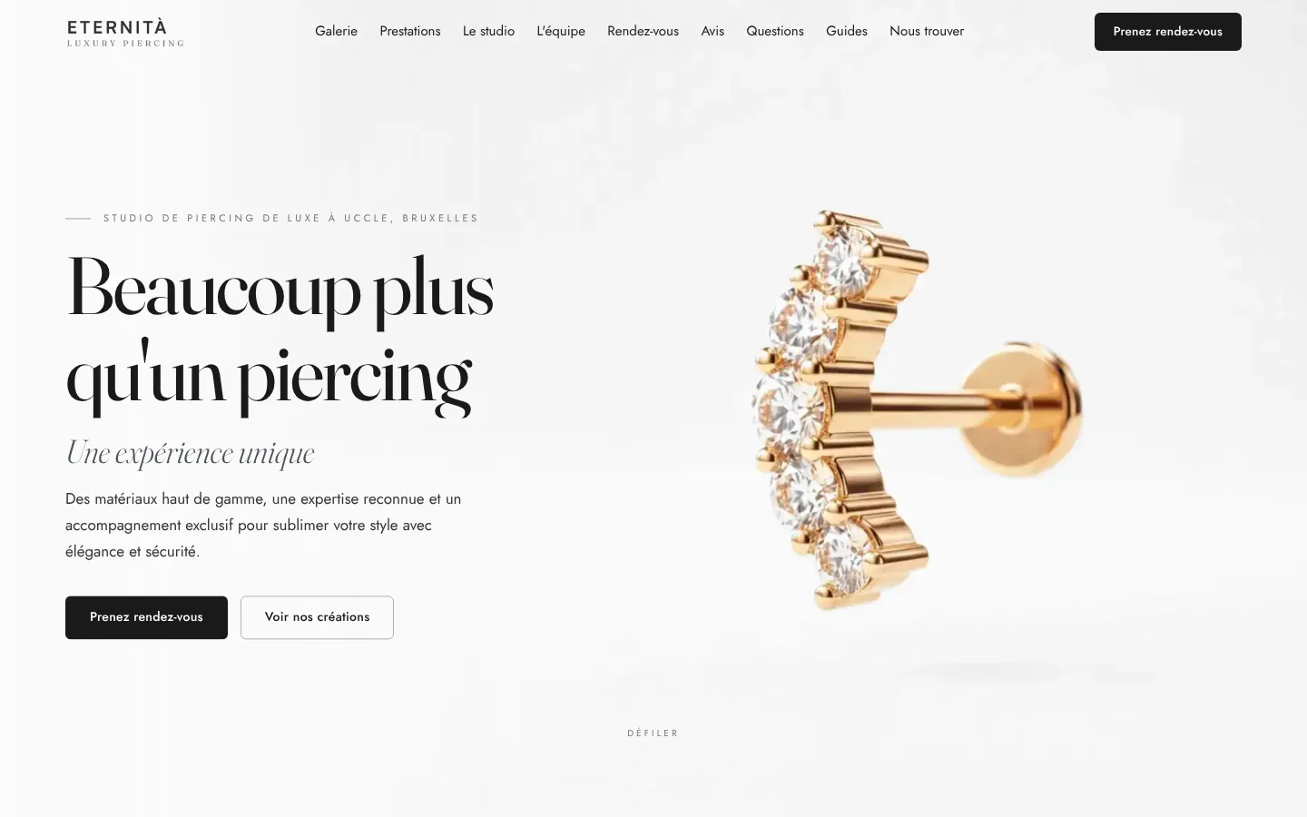 Eternità Luxury Piercing — Uccle, Bruxelas · Estúdio de piercing de luxo